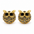 Midnight Wisdom Crystal Owl Stud Earrings on a white background