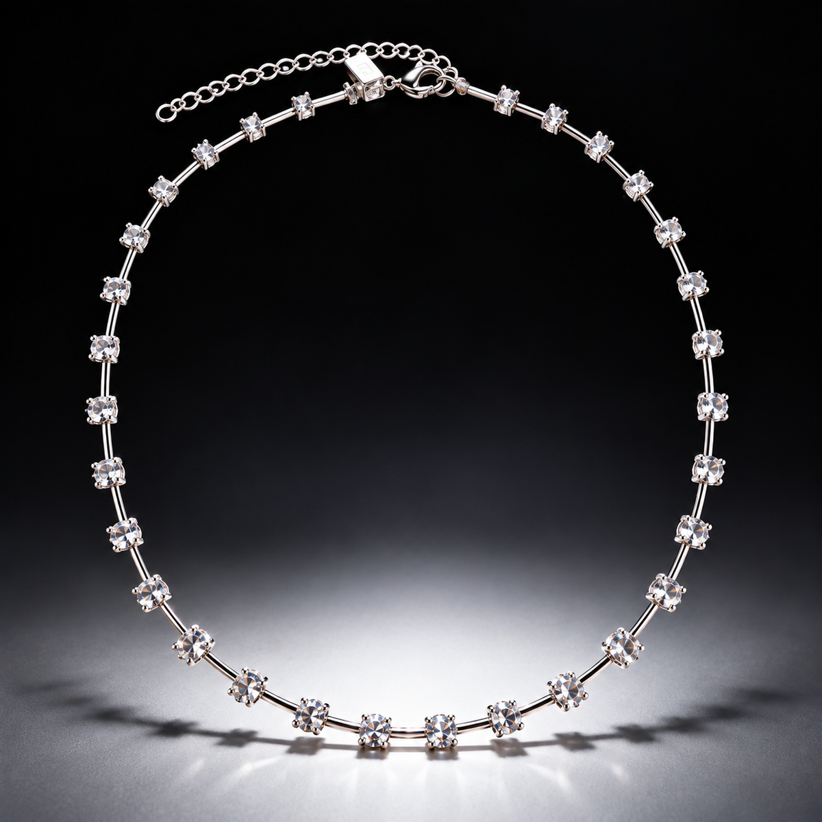 Starlight Crystal Choker Necklace – Dainty Silver Sparkle Necklace