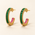 Verdant Flame Crystal C-Hoop Earrings on an ivory background